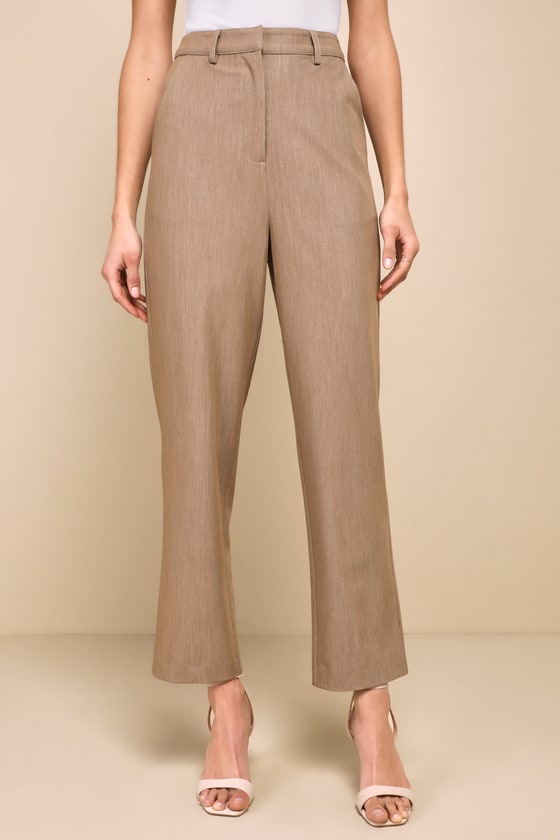 Shop Lulus Chic Endeavor Taupe High Rise Tapered Trouser Pants
