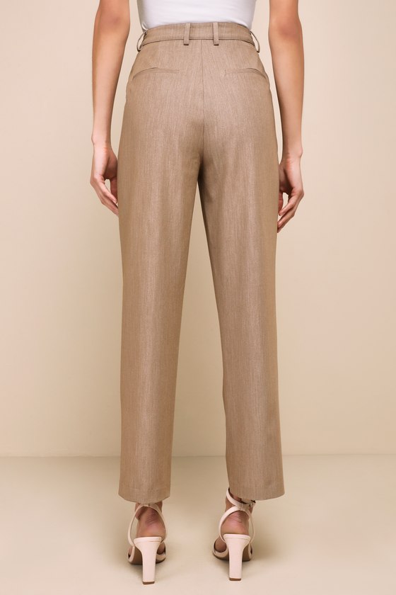 Lulus Chic Endeavor Taupe High Rise Tapered Trouser Pants In Taupe