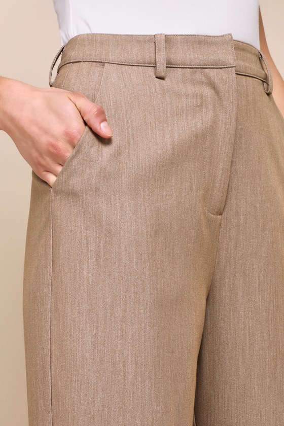 Lulus Chic Endeavor Taupe High Rise Tapered Trouser Pants In Taupe