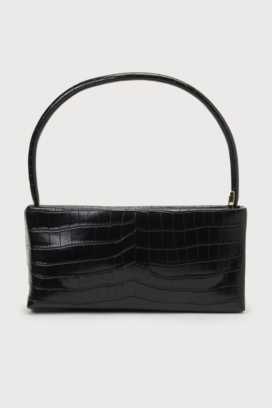 Shop Moda Luxe Mandy Black Crocodile-embossed Shoulder Bag