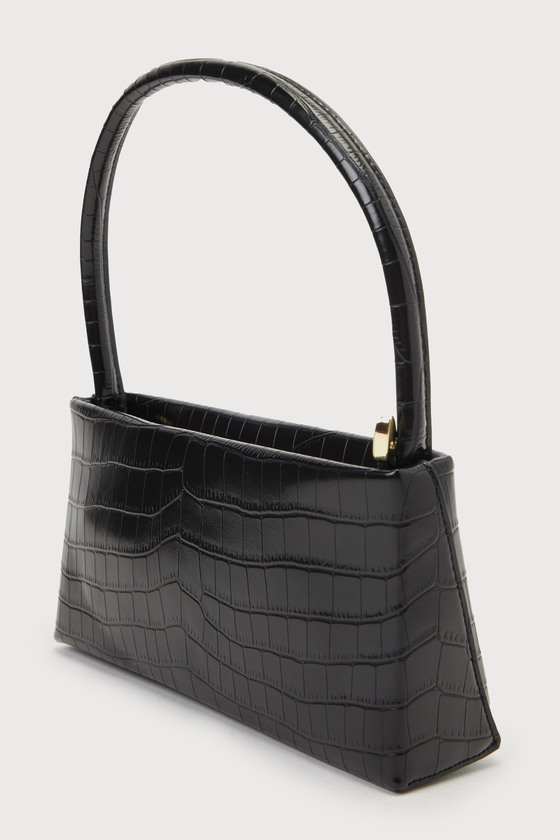 Shop Moda Luxe Mandy Black Crocodile-embossed Shoulder Bag