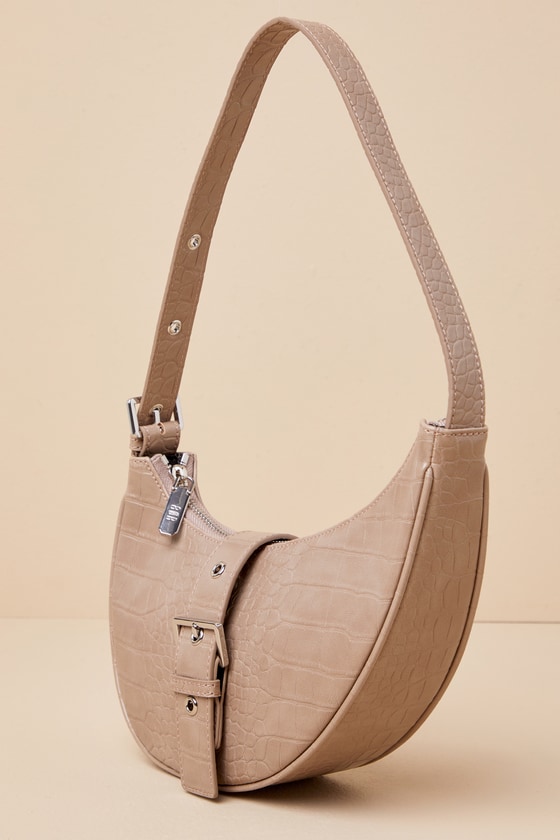 Shop 8 Other Reasons Stylish Contender Taupe Croc-embossed Crescent Handbag