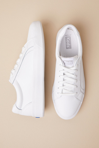 Pursuit White Leather Lace-Up Sneakers 4