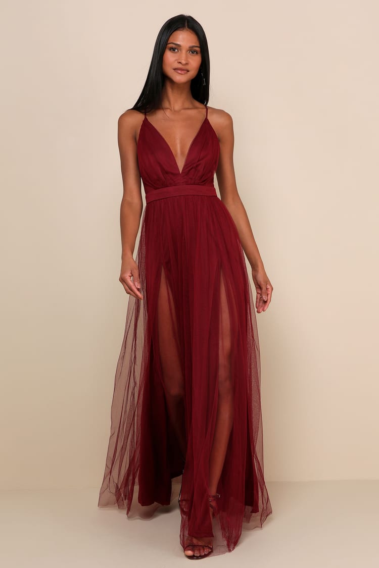 navy blue dress for baby girl Maxi Dress Burgundy Long Dress Lilo Keyhole Backless Maxi Dress Size 12 main image 1