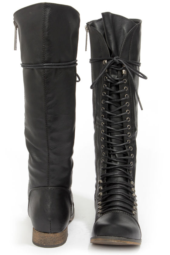 knee length black boots