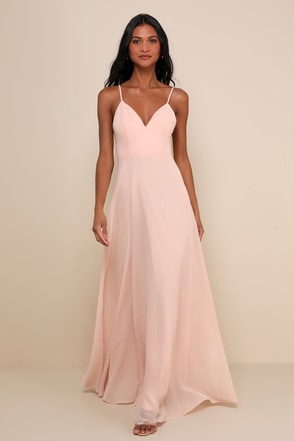 Glam Blush Pink Dress - Lace Maxi Dress - Button Back Maxi Dress - Lulus