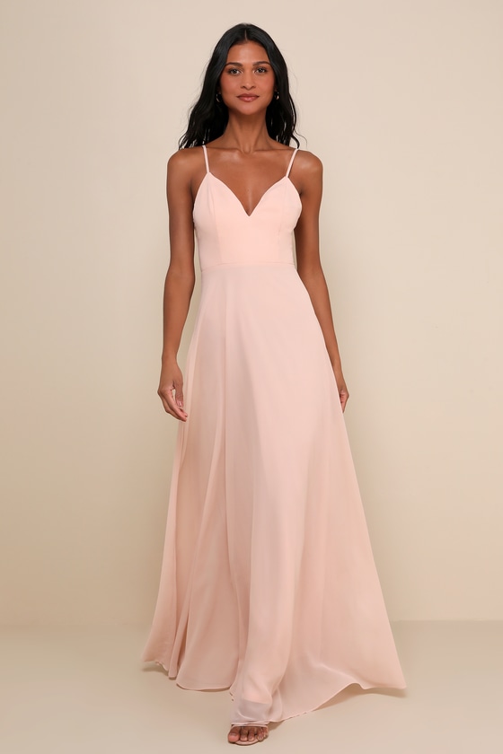 Romantic Ways Blush Pink Lace Button Back Maxi Dress 7