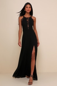 Romantic Mood Black Lace Sleeveless Maxi Dress