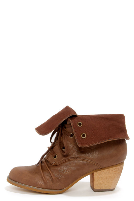brown booties with small heel