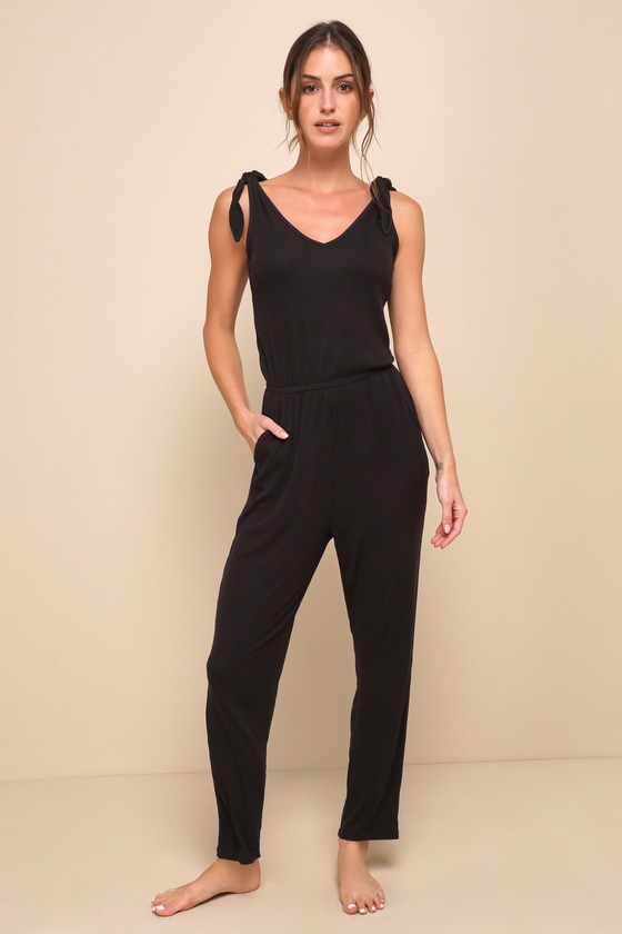 Belmore Black Ribbed Sleeveless Jumpsuit 6