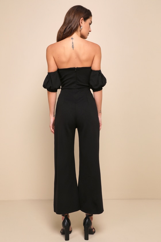 Impress Release Black Off-the-Shoulder Puff Sleeve Jumpsuit 8