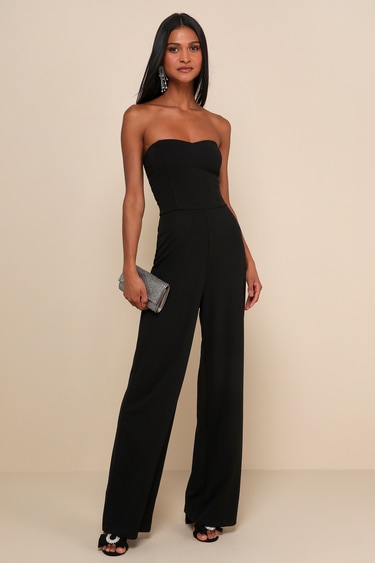 Chic Black Jumpsuit Strapless Jumpsuit Trendy Jumpsuit Lulus