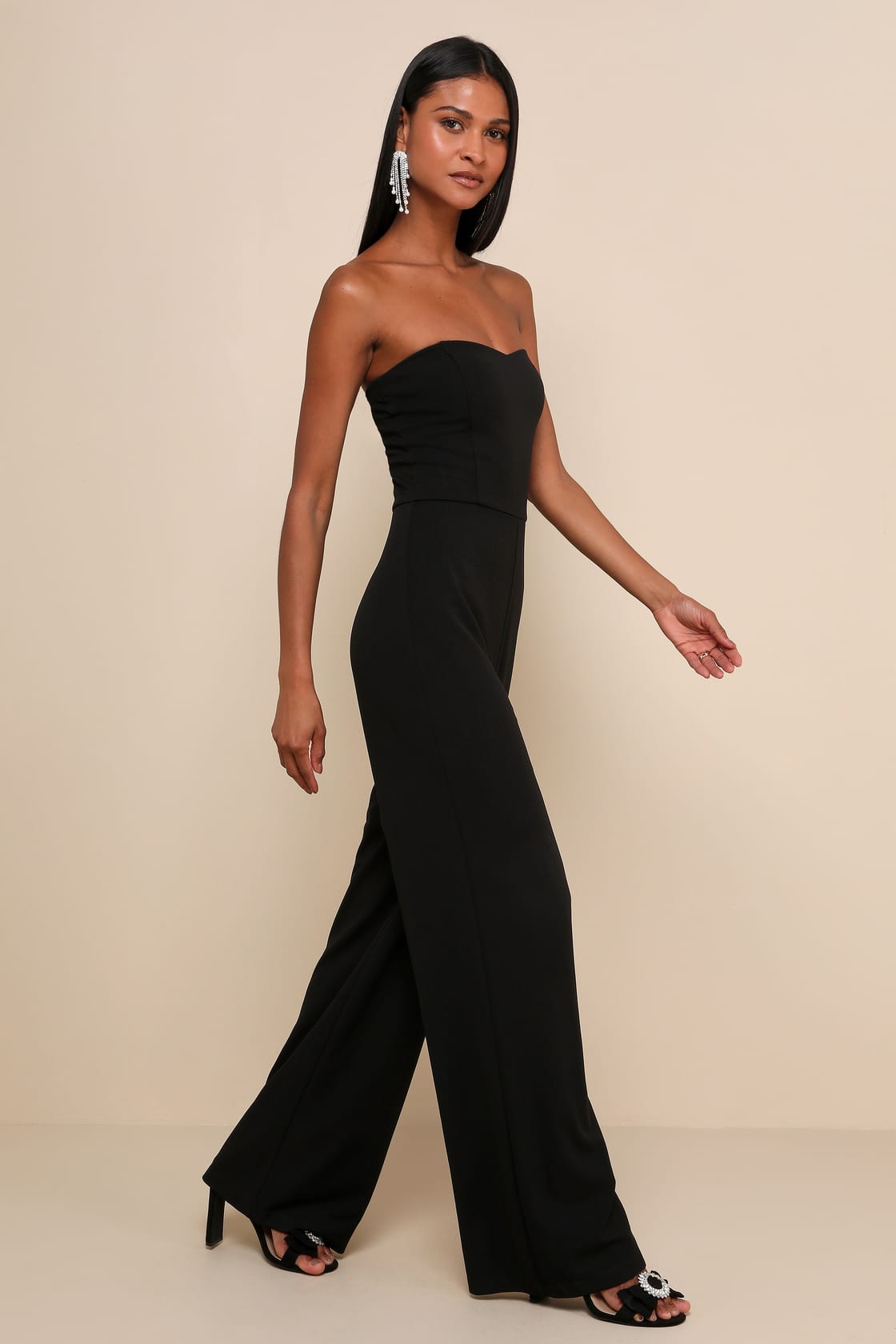 Edith Black Strapless Wide-Leg Jumpsuit
