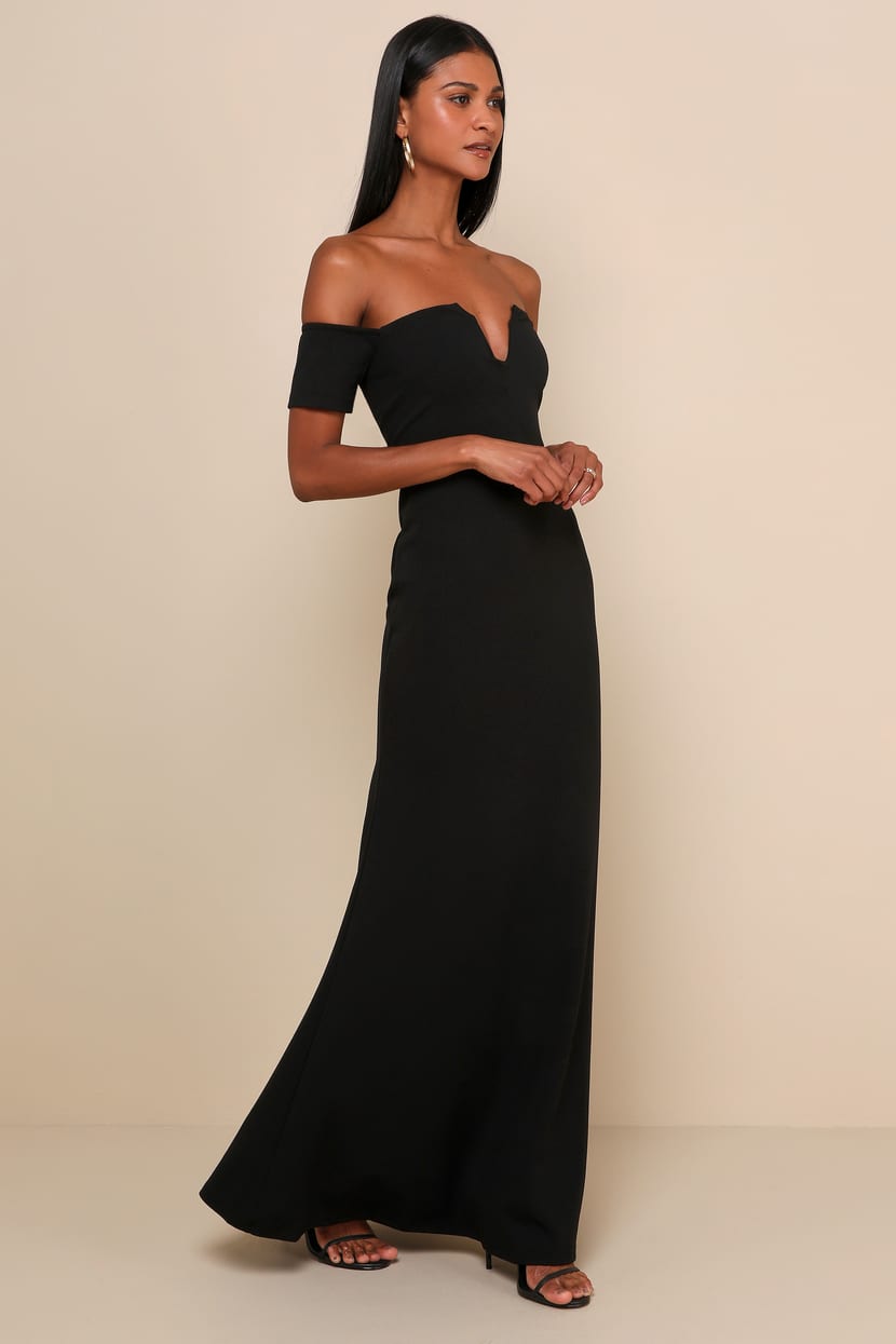 green emerald velvet dress Classy Off Shoulder Maxi Dress – GO•OFF main image 1