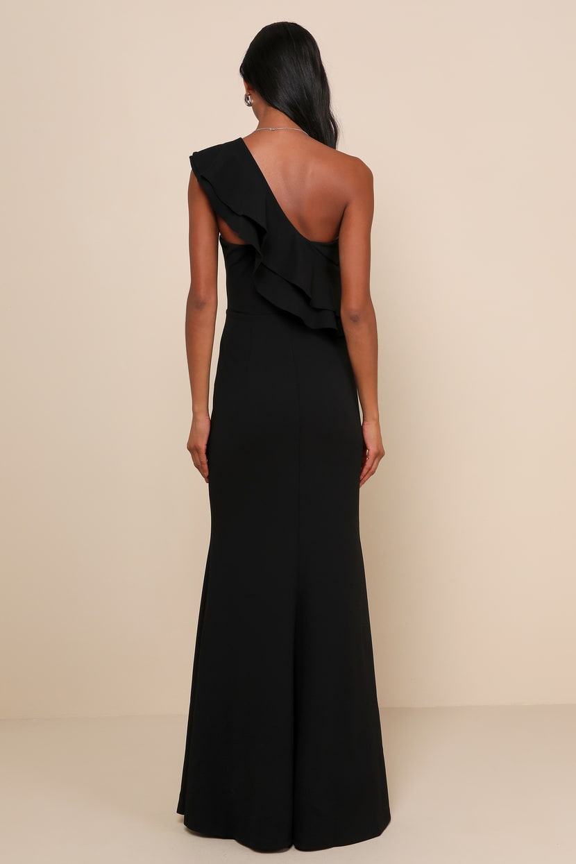 minimalist black dress Plus Asymmetrical One Shoulder Formal Dresses – Curvepretty