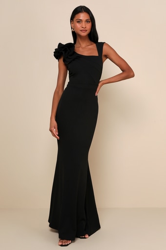 Lucette Black Sleeveless Ruffled Mermaid Maxi Dress 1