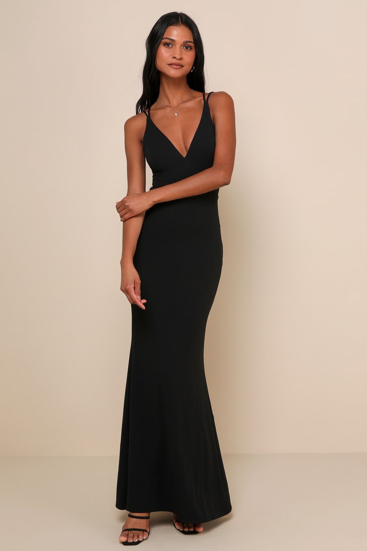 Sexy Black Maxi - Strappy Back Dress - Black Backless Gown