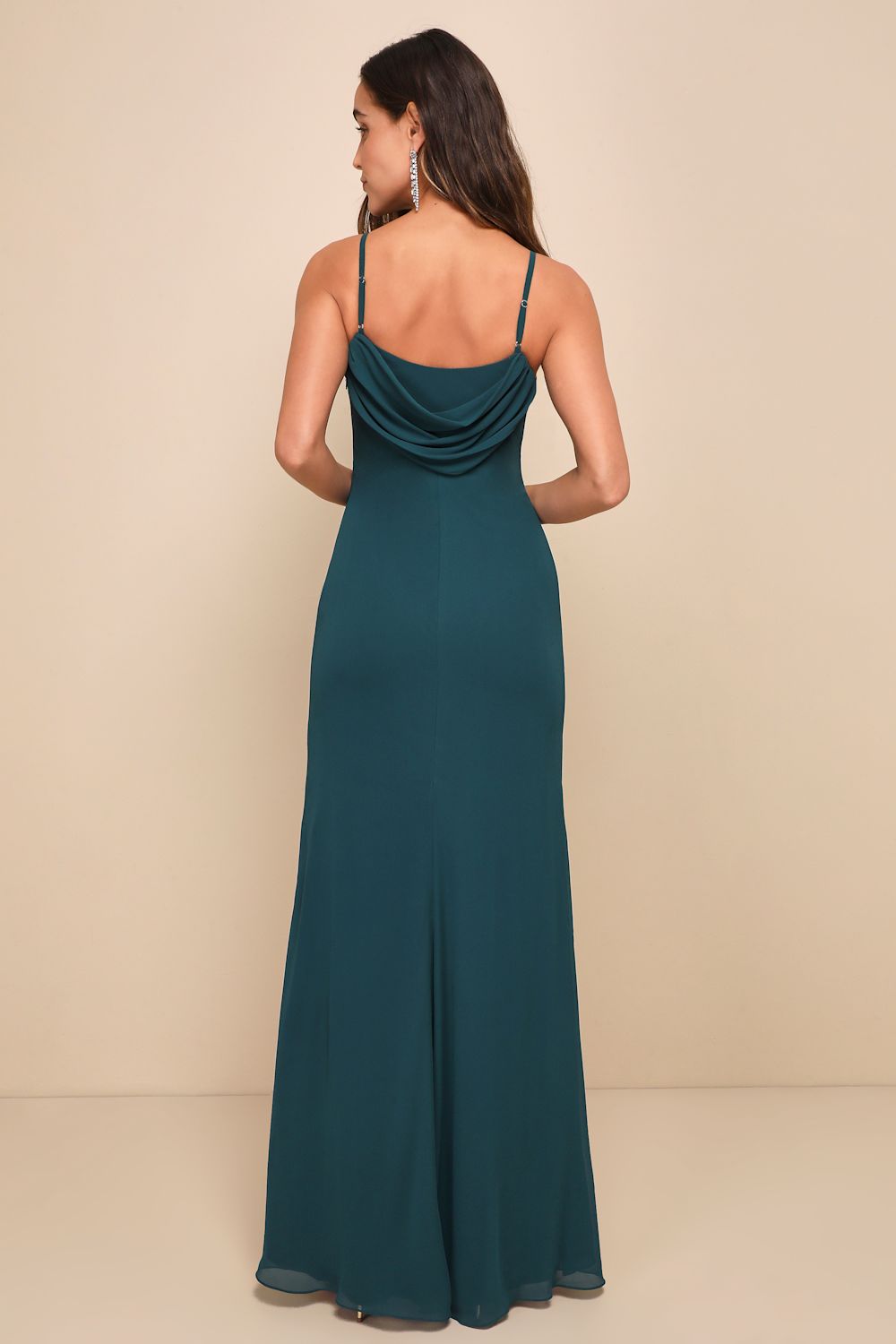 Captivated Emerald Green Cowl Neck Maxi Dress