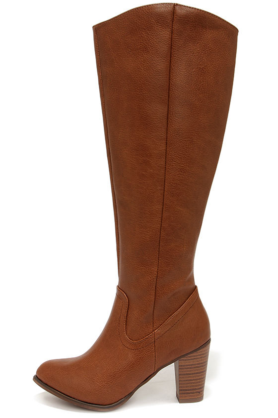 tan wedge boots knee high