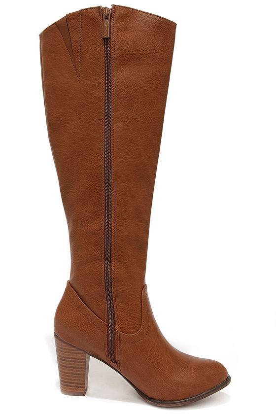 tan knee high boots with heel