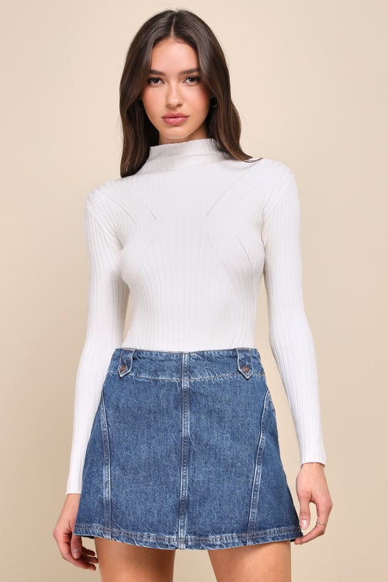 Runaway Dark Wash High-Rise Denim Mini Skirt 2