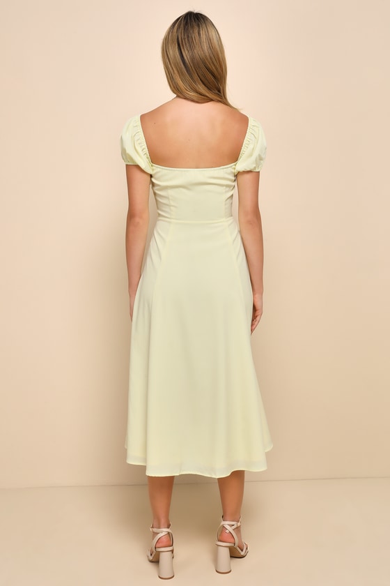 Charming Behavior Light Yellow Button-Front Midi Dress 4