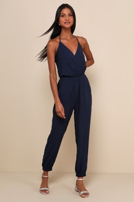 Learning to Fly Navy Blue Halter Jumpsuit