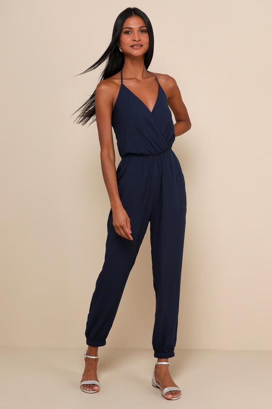 Learning to Fly Navy Blue Halter Jumpsuit 1