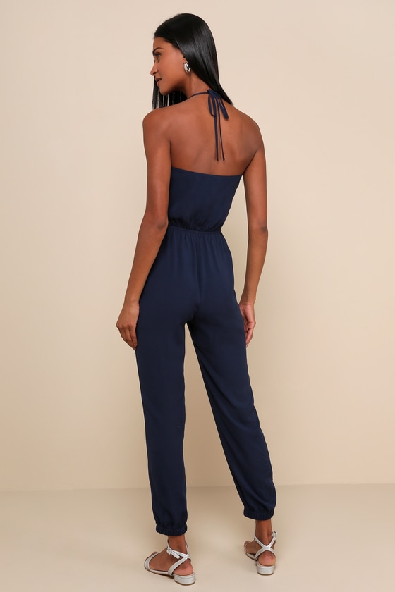Learning to Fly Navy Blue Halter Jumpsuit 8