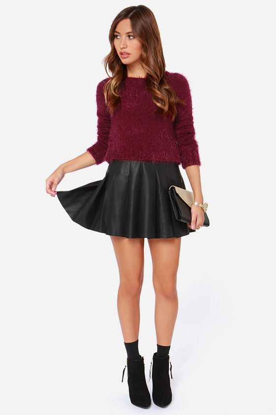 Cute Burgundy Sweater - Cropped Sweater - Fuzzy Sweater - $34.00 - Lulus