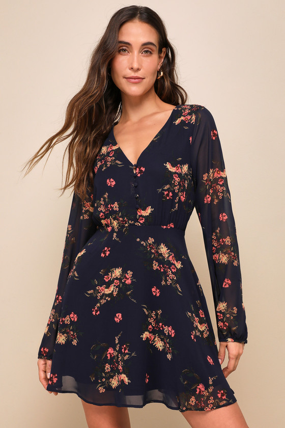 Floral skater dress deals with sleeves