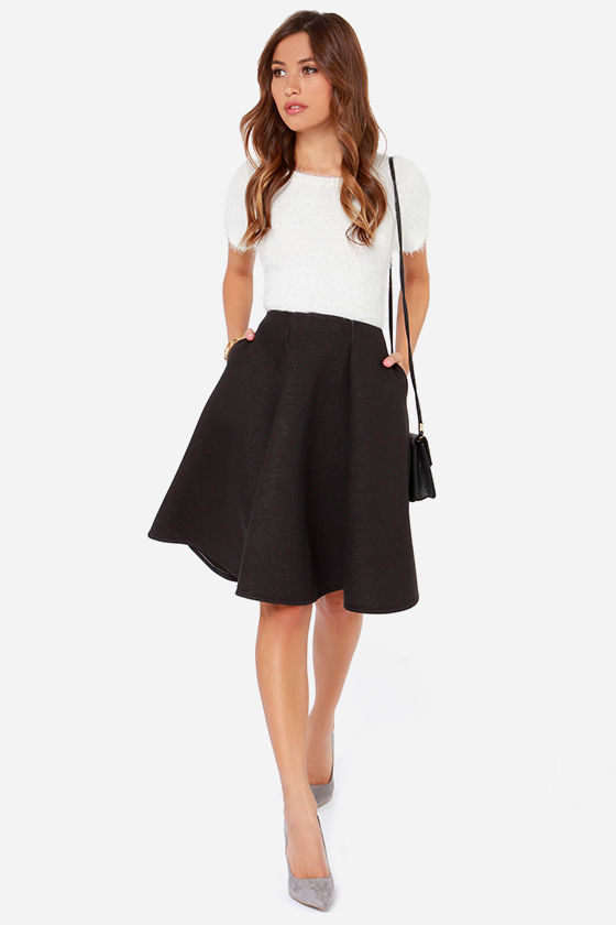 Black Skirt - Flared Skirt - Midi Skirt - $45.00 - Lulus