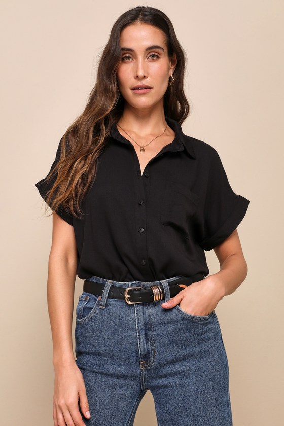 short sleeve button up top