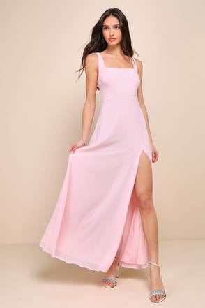 Light Pink Sleeveless Maxi Dress | Womens | Medium | 100% Polyester | Lulus | Homecoming | Prom