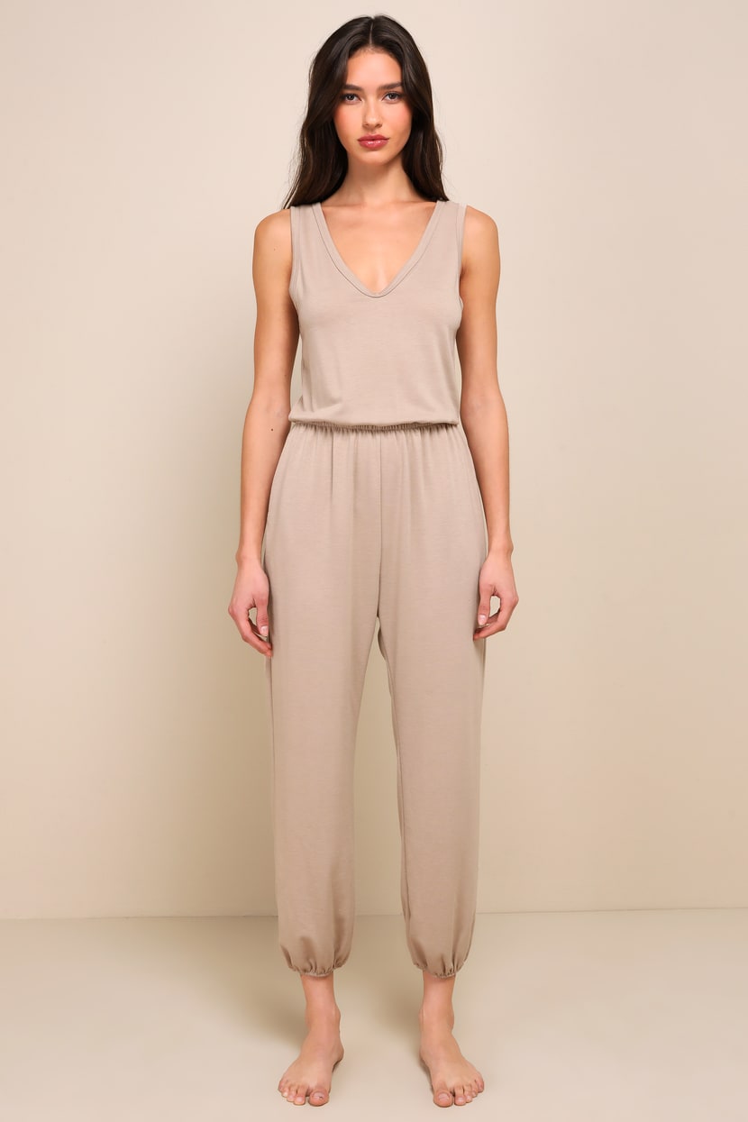 Taupe Lounge Jumpsuit Taupe Lounge Jumpsuit