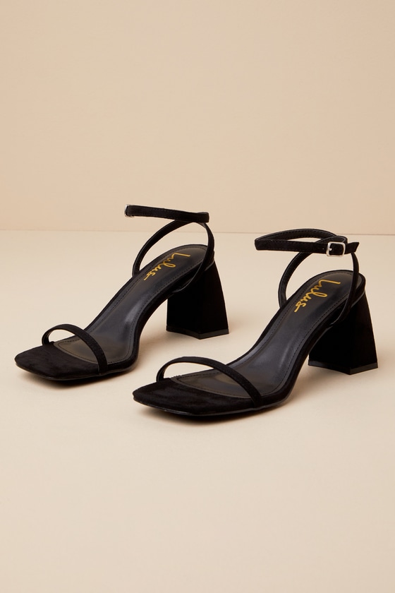 Shop Lulus Sedna Black Suede Ankle Strap High Heel Sandals