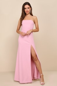 Night of Compliments Rose Pink Strapless Bustier Maxi Dress