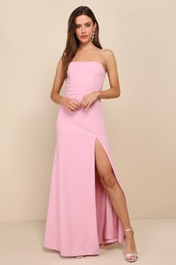 Night of Compliments Rose Pink Strapless Bustier Maxi Dress 1