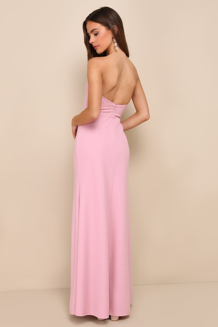 Night of Compliments Rose Pink Strapless Bustier Maxi Dress