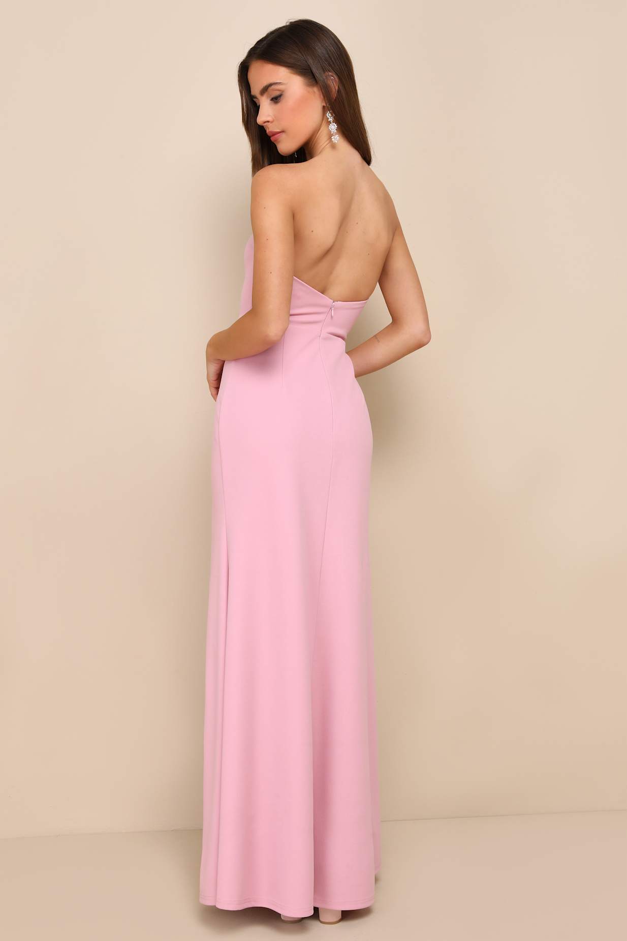 Night of Compliments Rose Pink Strapless Bustier Maxi Dress