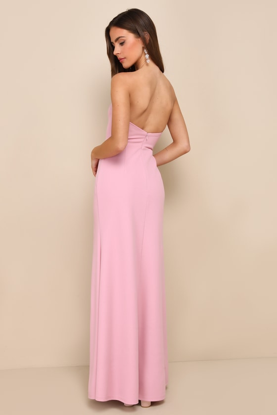 Rose Pink Dress - Strapless Bustier Dress - Mermaid Maxi Dress - Lulus