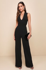 Thinking Out Loud Black Backless Jumpsuit
