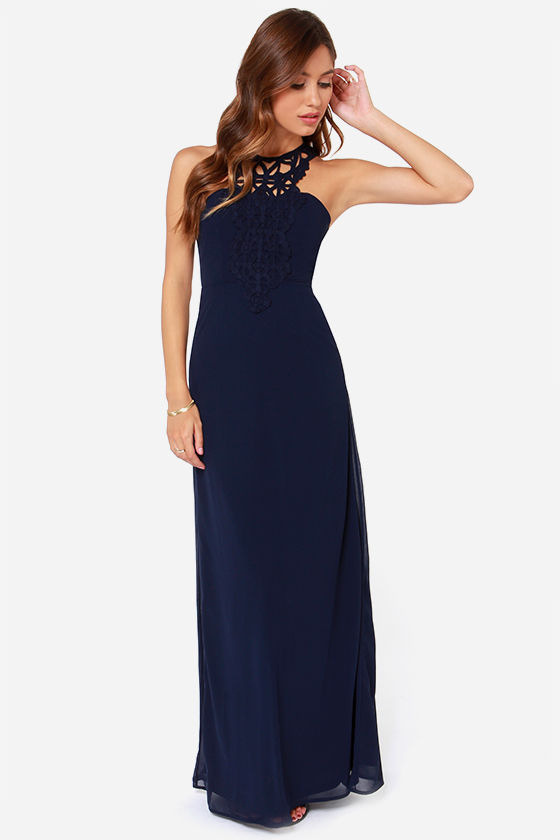 Maxi Dress Navy Blue Dress Backless Dress 54.00 Lulus