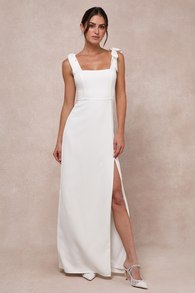Your Sweetie White Tie-Strap Column Maxi Dress 2