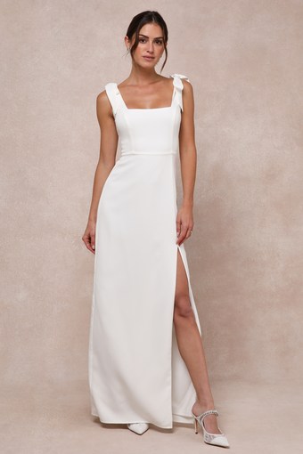 Your Sweetie White Tie-Strap Column Maxi Dress 2