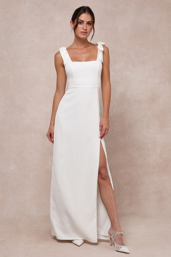 Your Sweetie White Tie-Strap Column Maxi Dress 2