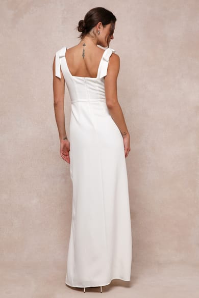 Beloved Beginning White Embroidered Off-the-Shoulder Maxi Dress