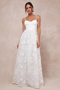 Ethereal Perfection White Organza Embroidered Bustier Maxi Dress