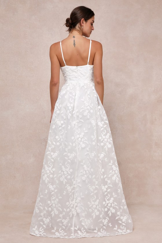 Ethereal Perfection White Organza Embroidered Bustier Maxi Dress 3
