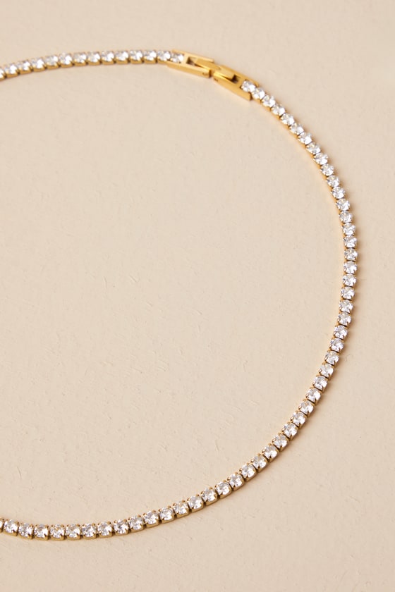 Kourtney 18KT Gold Rhinestone Tennis Necklace 2